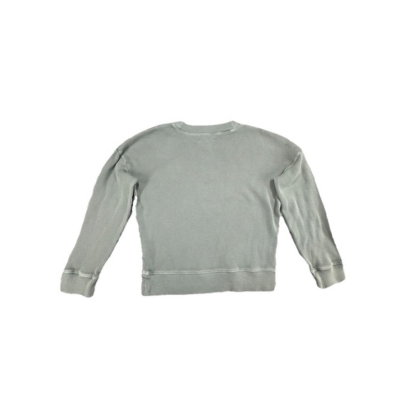 Madewell Waffle Knit Boxy Sweatshirt Tee V Neck Shirt Cozy‎ Green Size XS - Picture 2 of 7